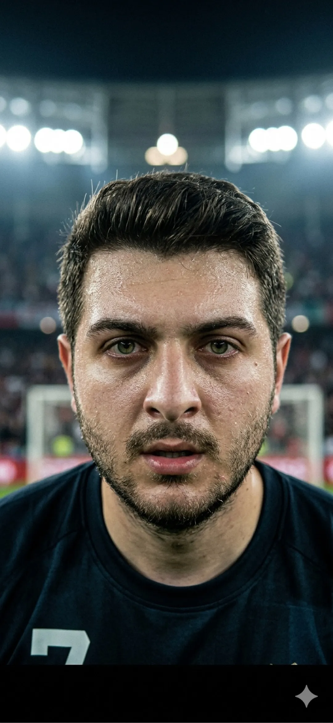 Dramatic portrait in a stadium (2/2)